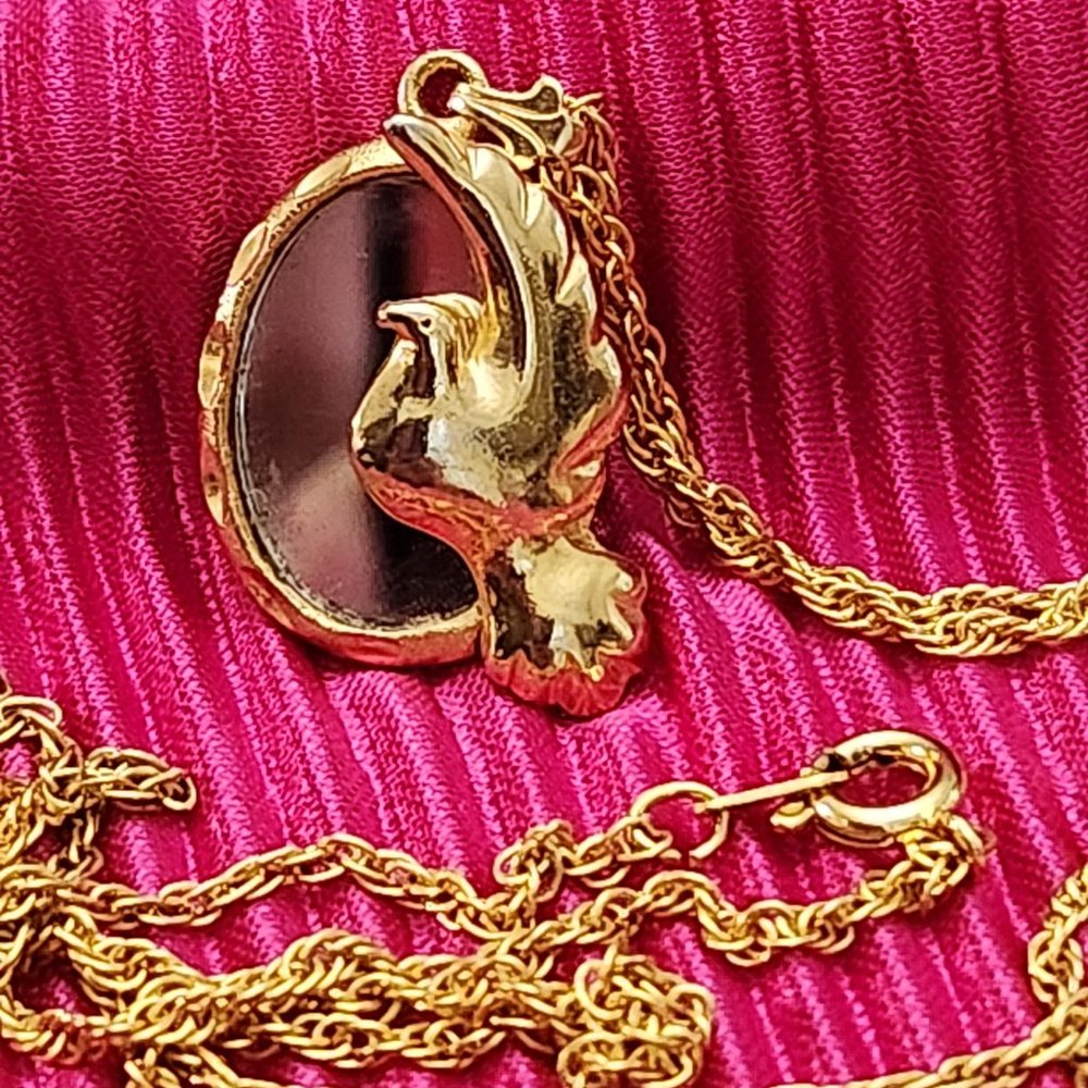 Dove on a Mirror Necklace Vintage